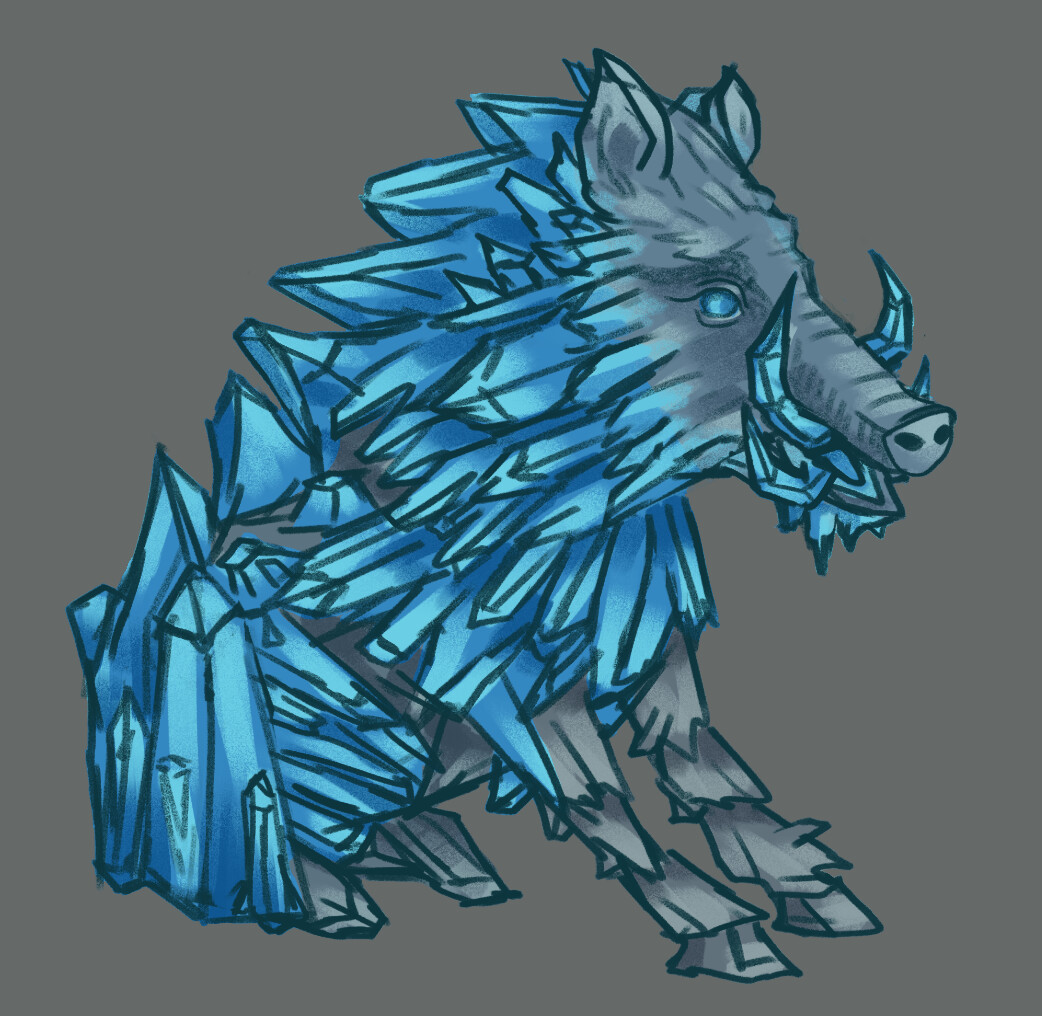 This is the 2D design I made for the statue. In the end I decided to leave some space on its back open without any crystals as it became too repetitive. 