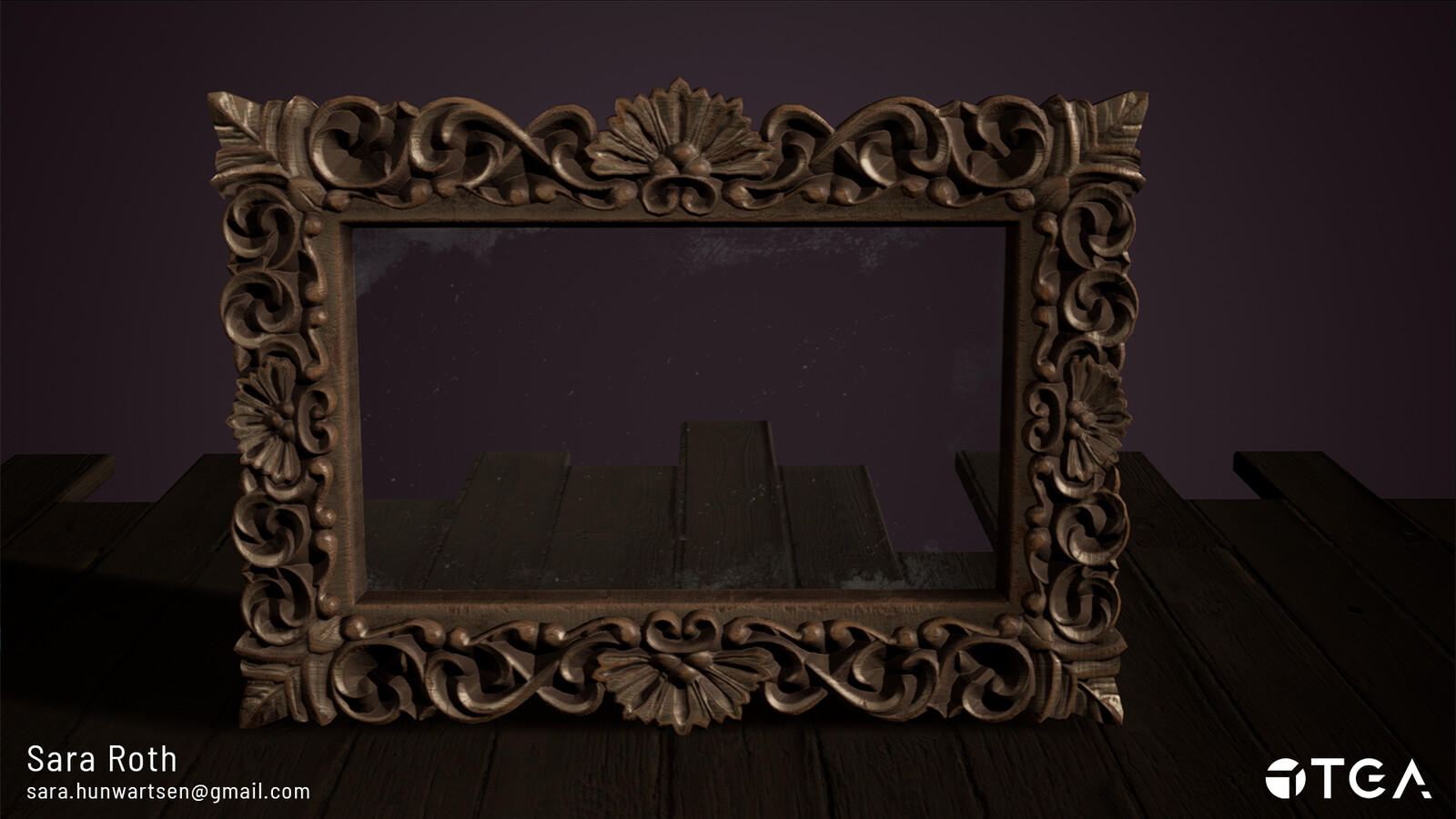 The mirror landed on 3850 tris with a 1k texture
