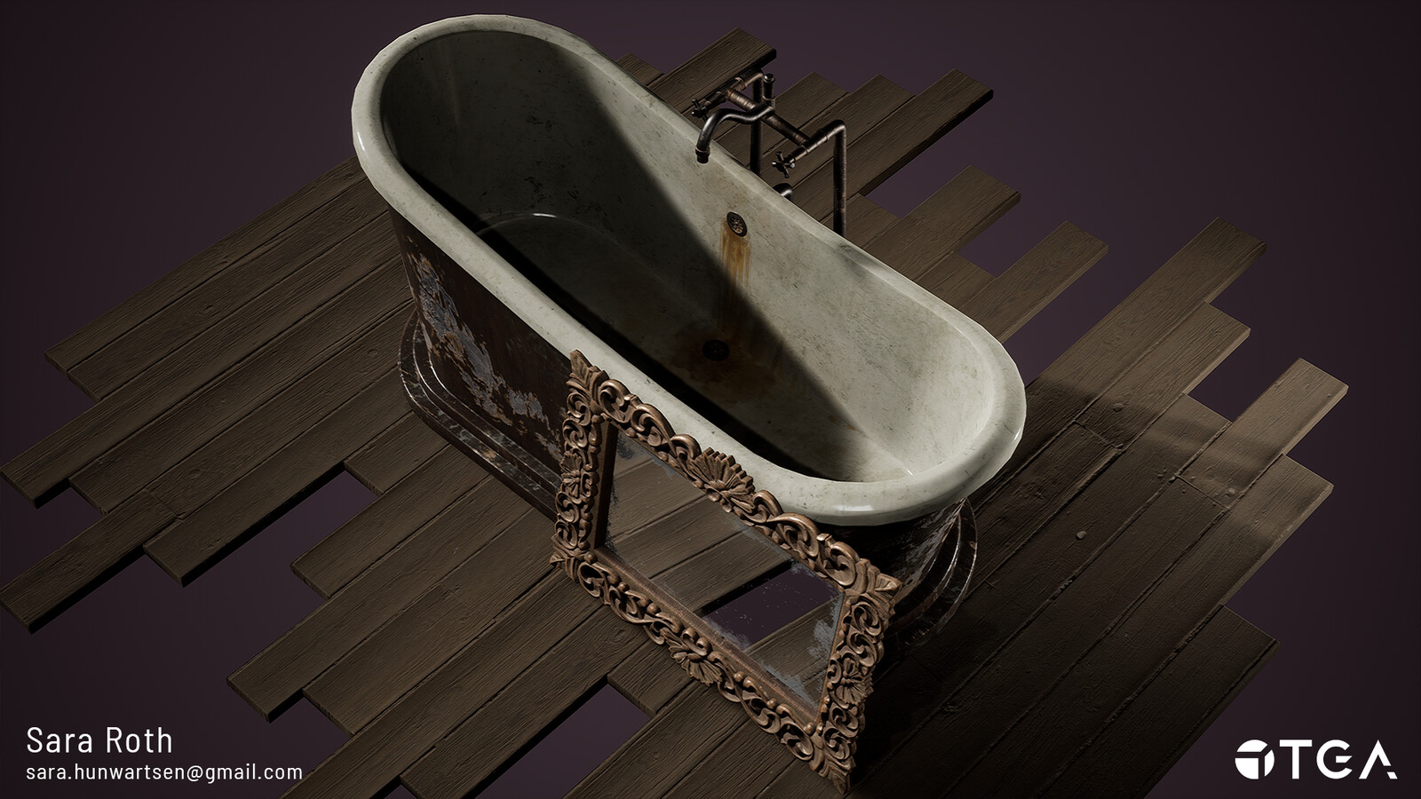 The bathtub landed on 5780 tris with a 4k texture