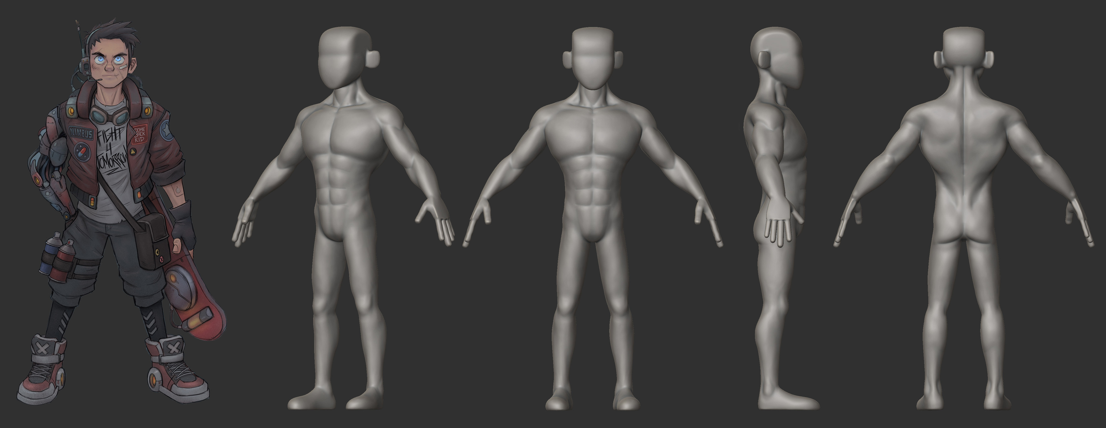 Body stitched together and secondary detail sculpted. 
