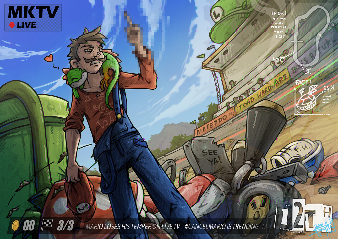 ArtStation Better Luck Next Time! A Mario Kart fanart