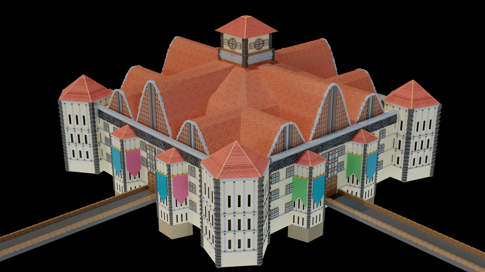 3D base for the matte painting of the magic college