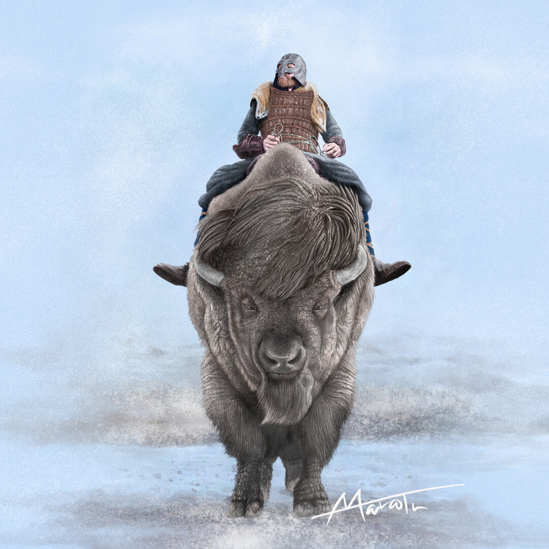 ArtStation - Viking scout riding a bison