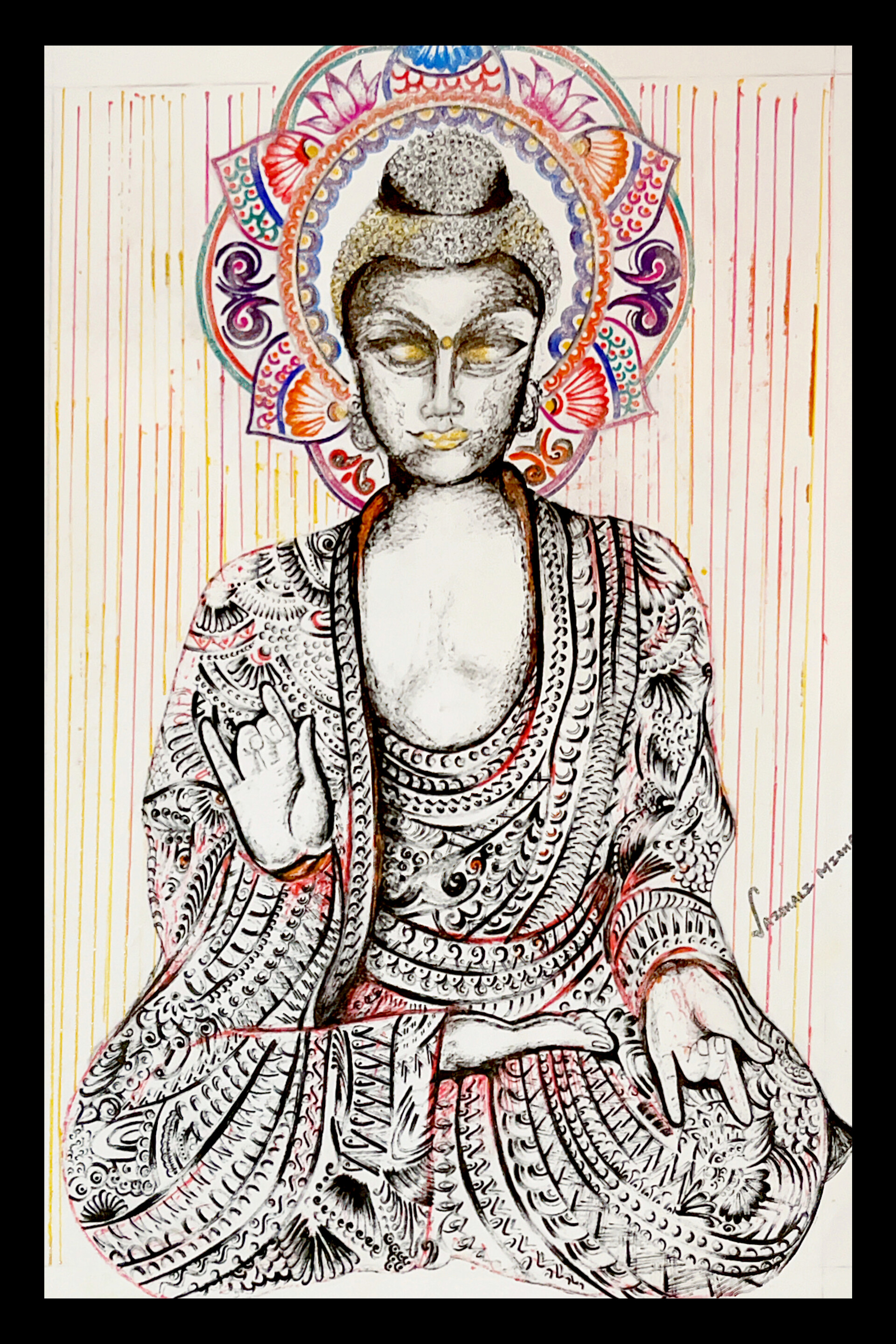 Pen sketch of Buddha   Artist nabanitaacharya   hostoshilperhath  buddha pen sketch love art buddhism drawing meditation  Instagram
