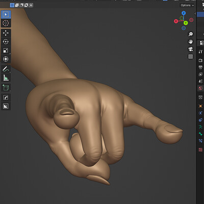 Continue to pose stylized hand in Blender