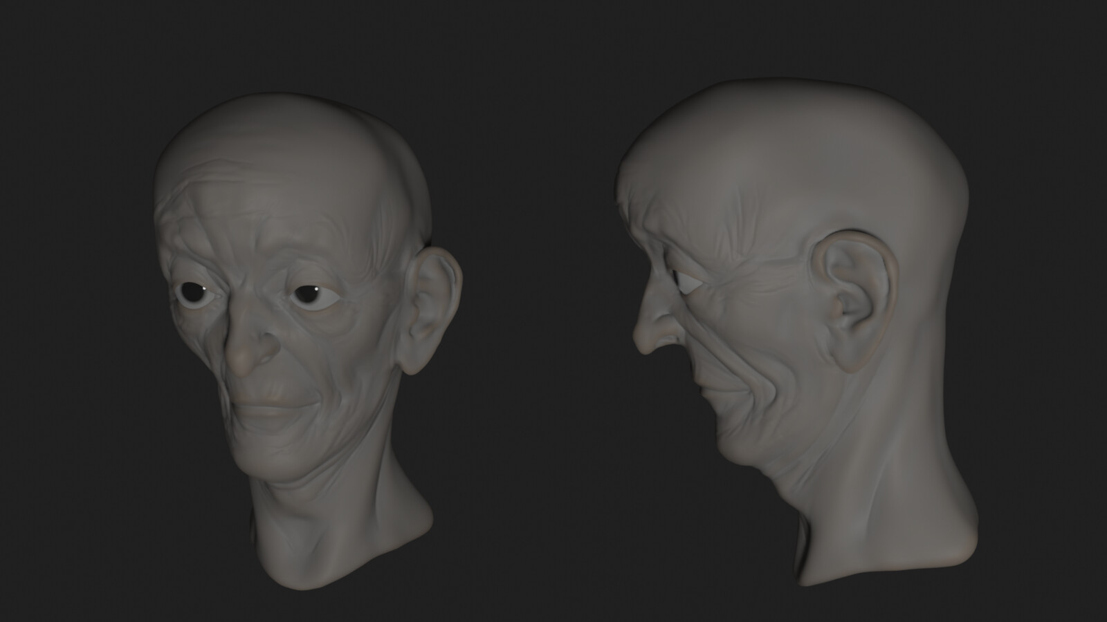 old lady face sculpt render