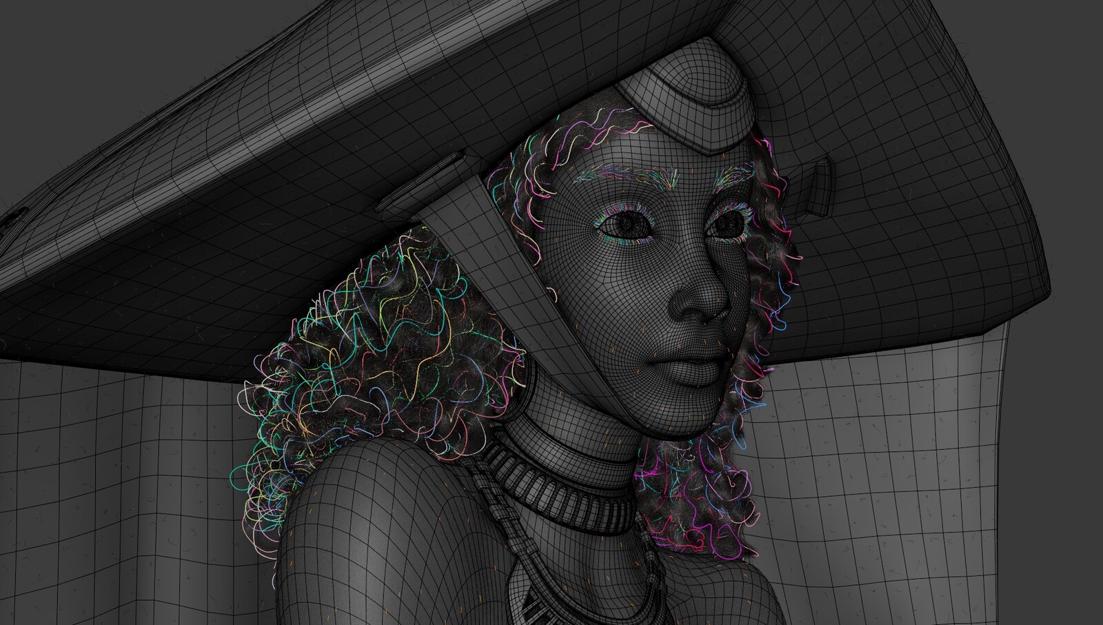 Maya viewport wireframe and groom guides
