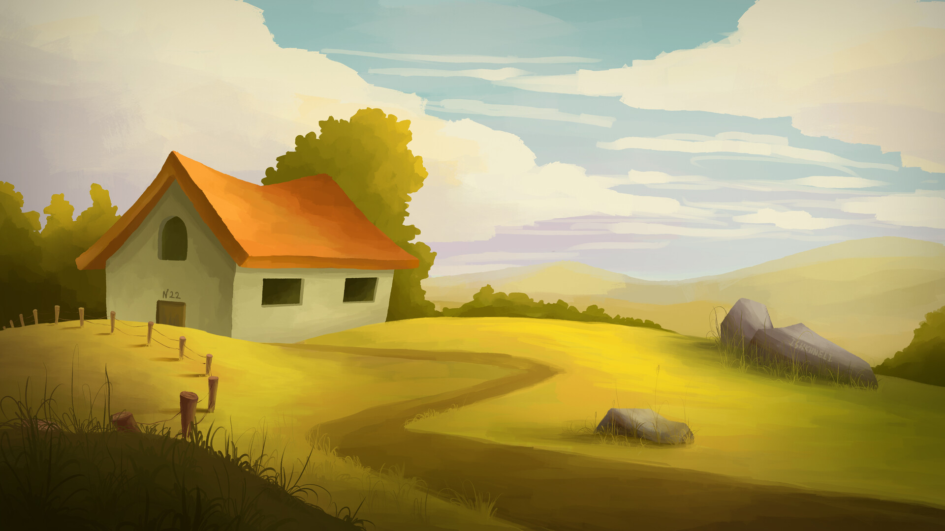 ArtStation - Moving house on the meadow