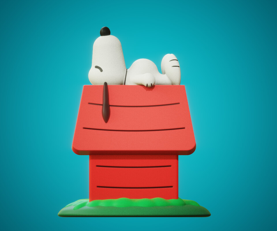 sleeping snoopy on doghouse