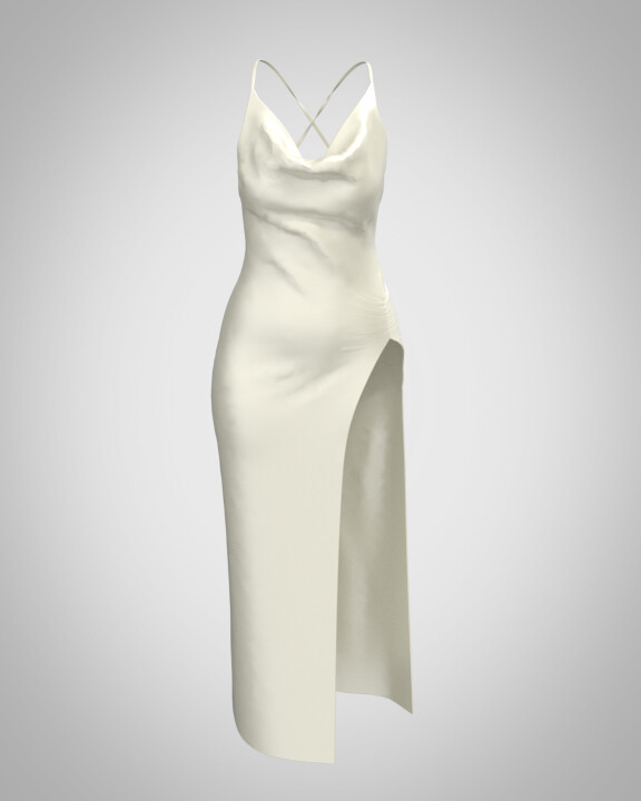 ArtStation - 3D White Silk Dress Leg Cut