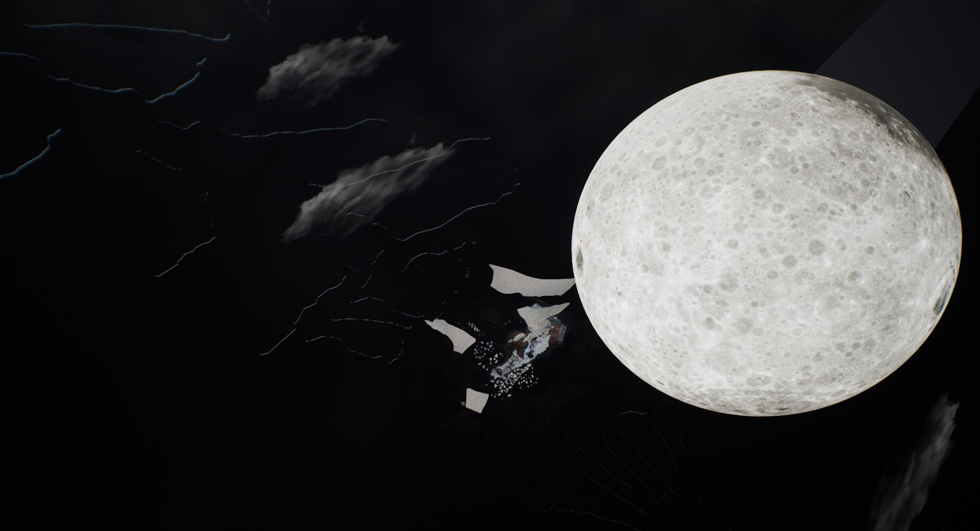For the underwater portion, the moon is a bit closer than it should be for dramatic effect.