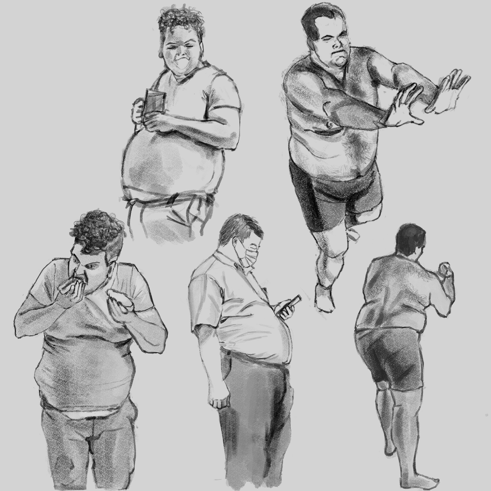 ArtStation obese men sketching