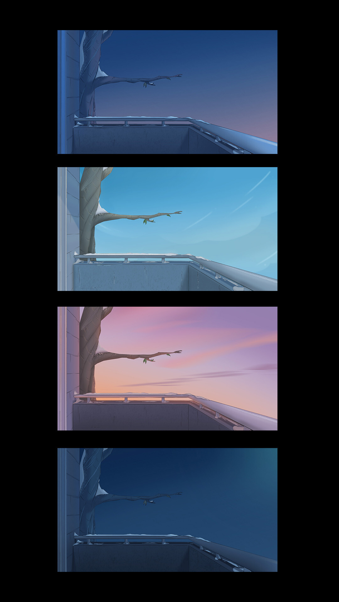 ArtStation - BG art_Balcony_different times