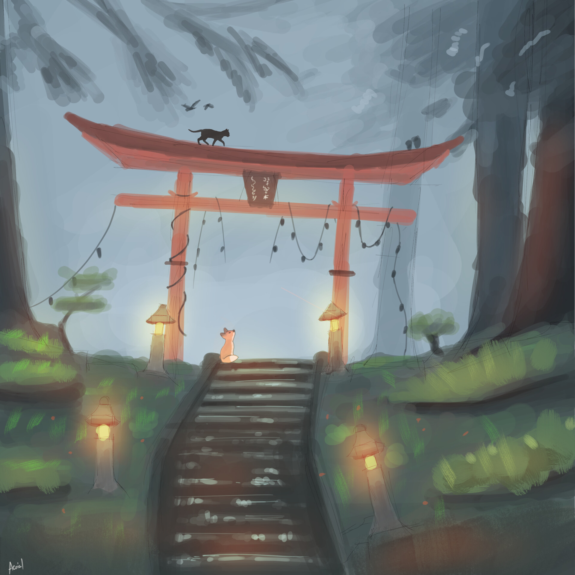 ArtStation - Torii Gate Painting