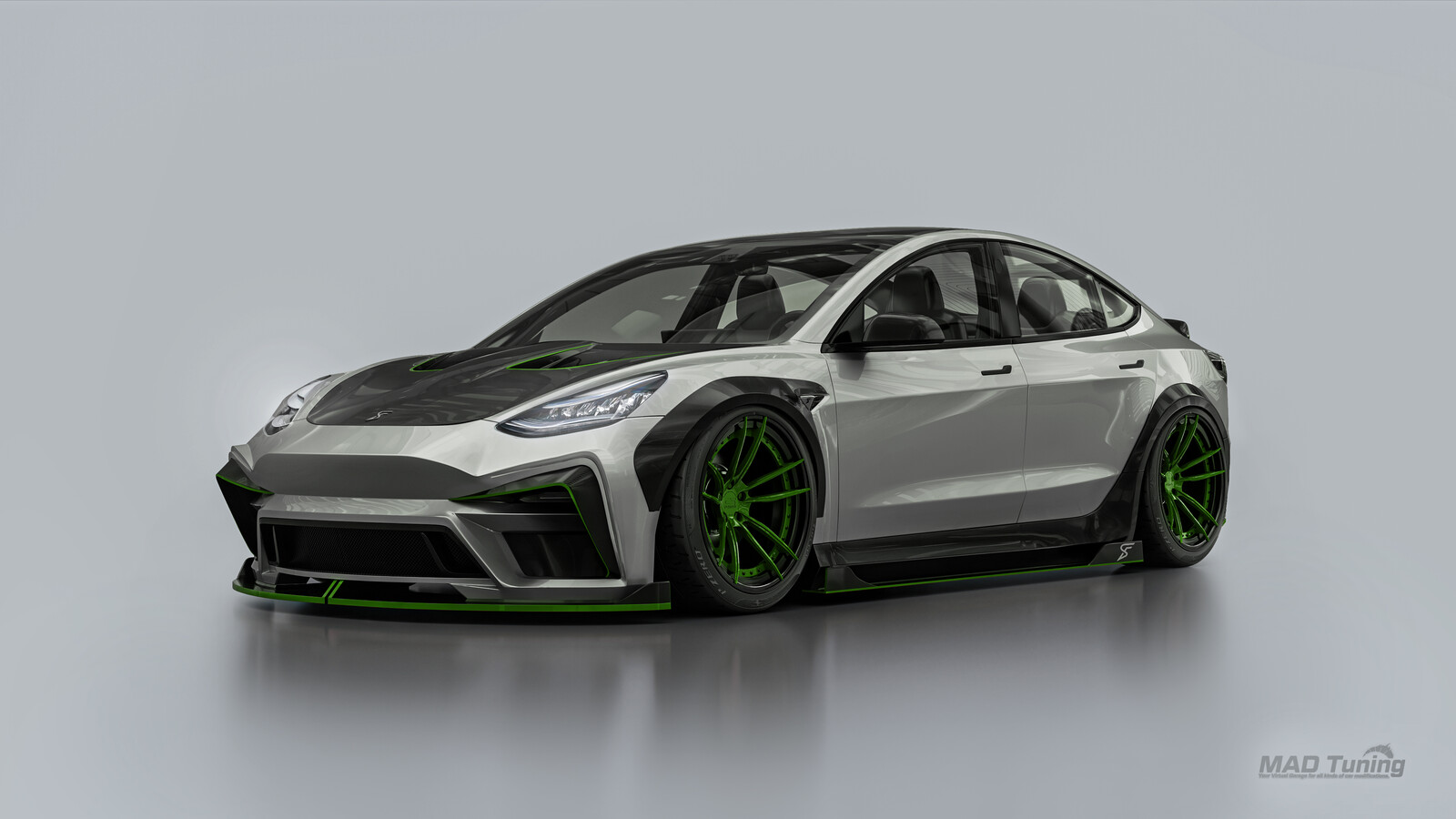 Tuned Tesla model 3 : Green trim version