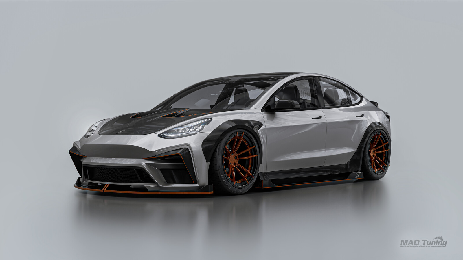 Tuned Tesla model 3 : Orange trim version