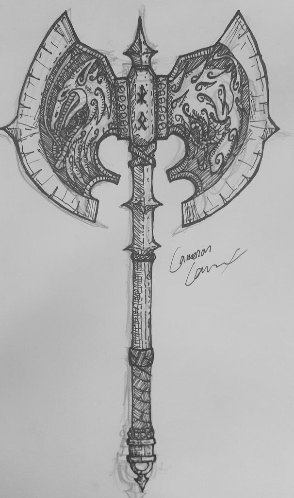 Artstation Axe And Blade Tattoo