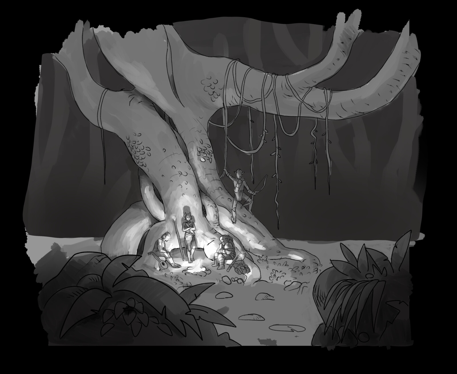 Jungle campfire