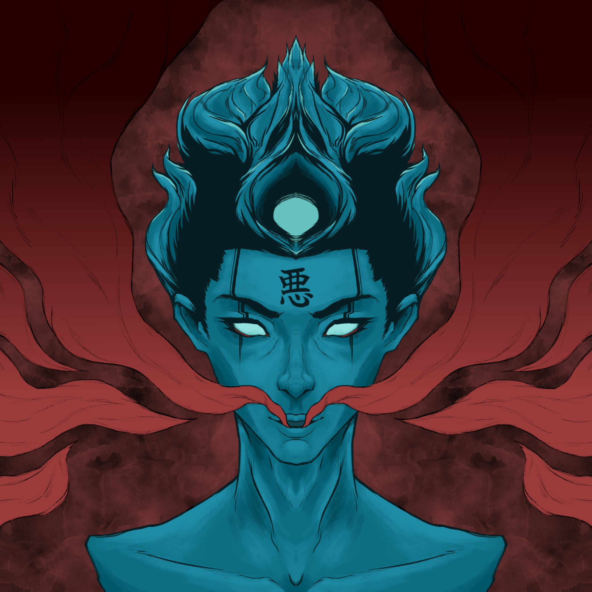 ArtStation Japanese Kanji Demon