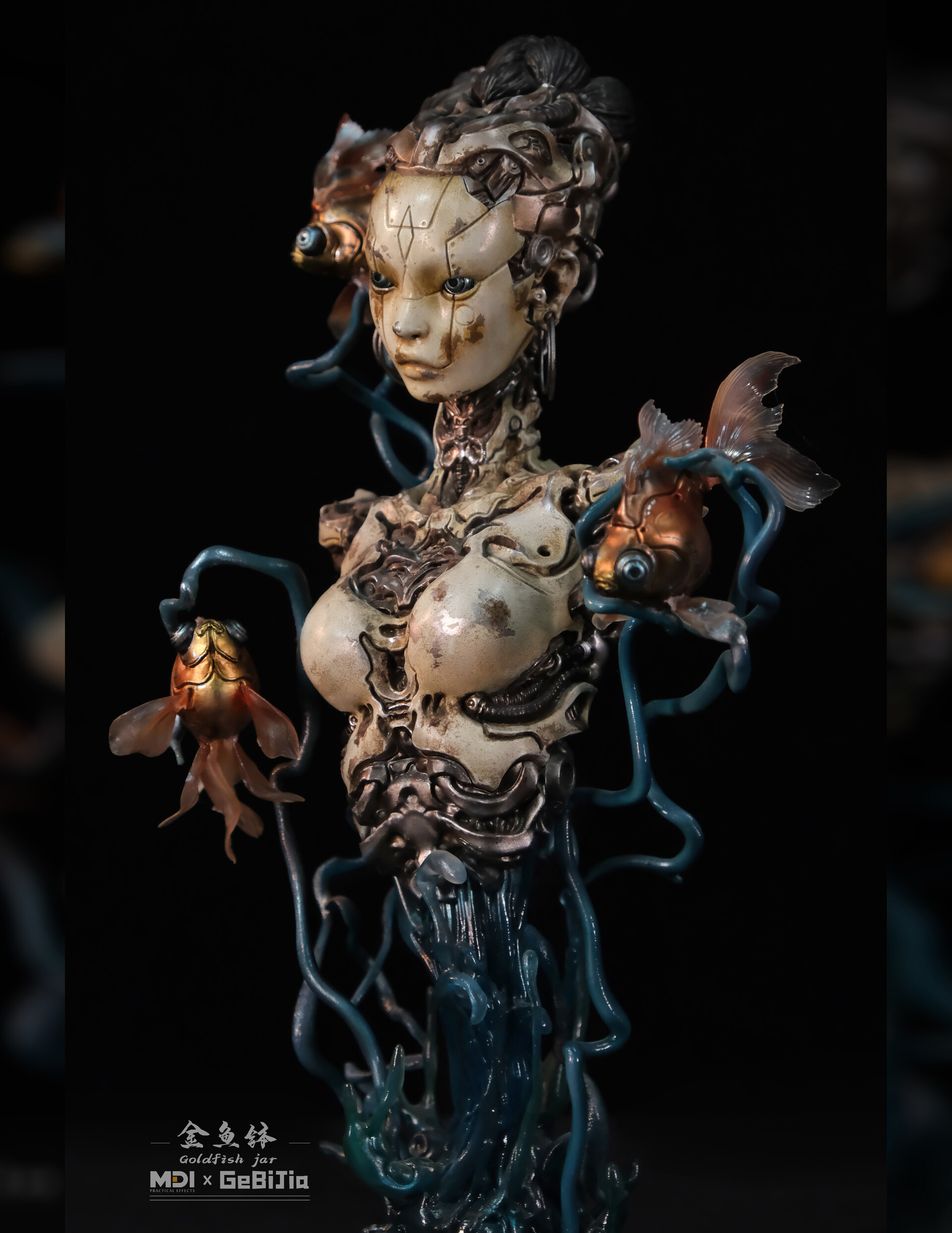 金魚置物 金魚銅像 銅雕ティーポット 金属工芸品 金龍魚 ArtStation - Goldfish Jar 金鱼钵