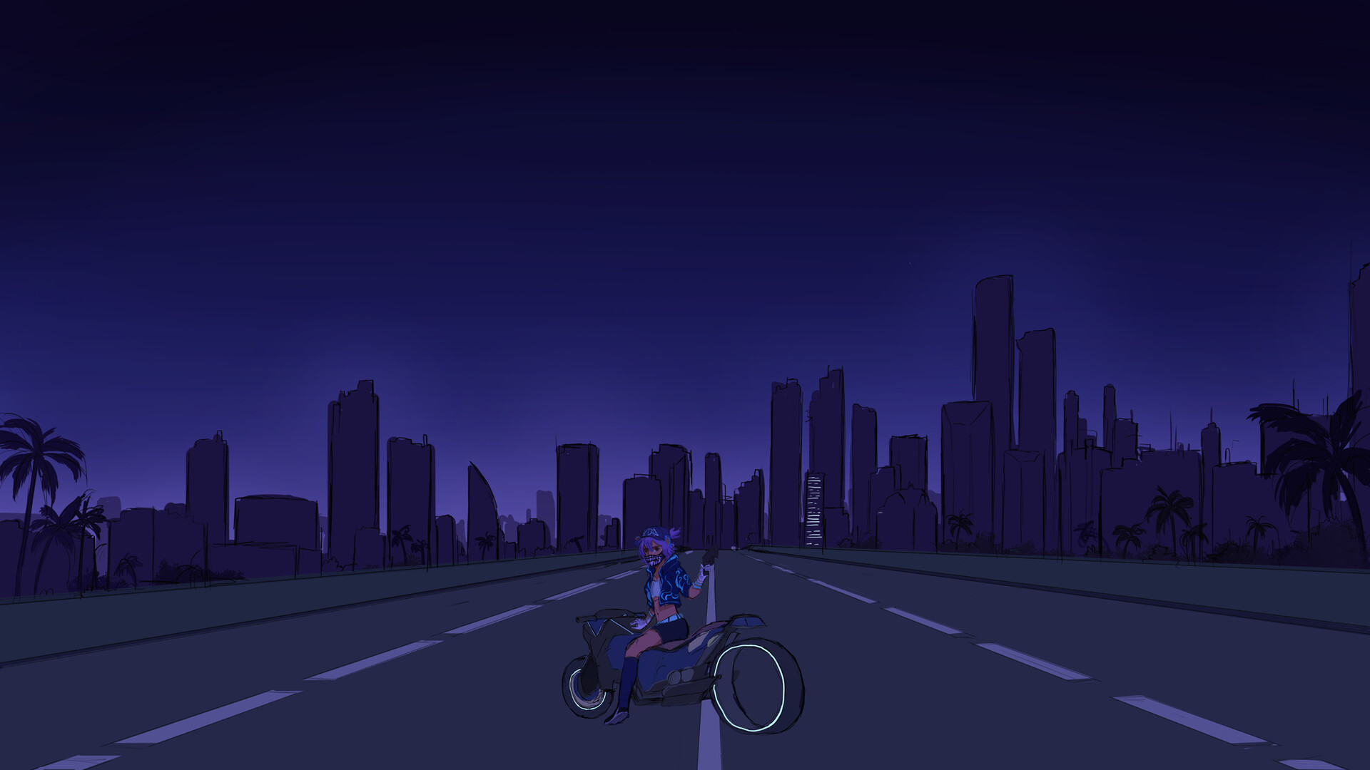 Angrycomputer Studio - Commission artwork with cyberpunk style