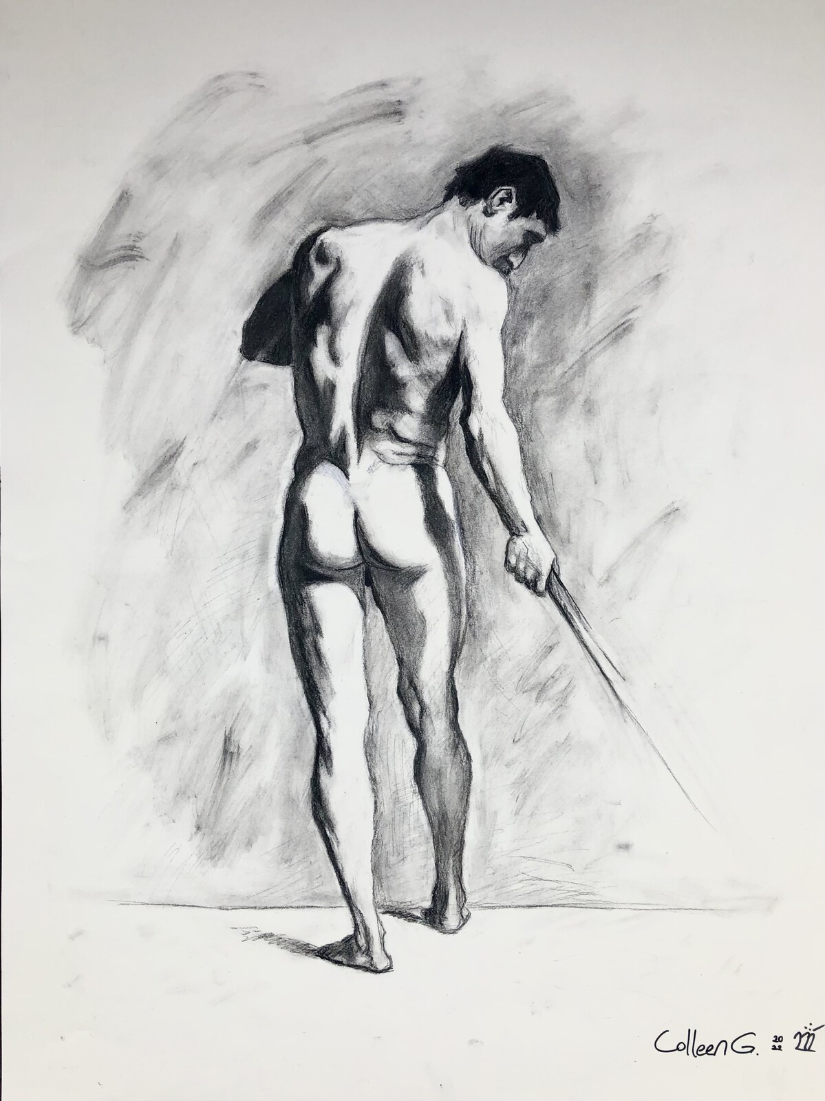 Copy of a master artist. Charcoal  and graphite on white paper.