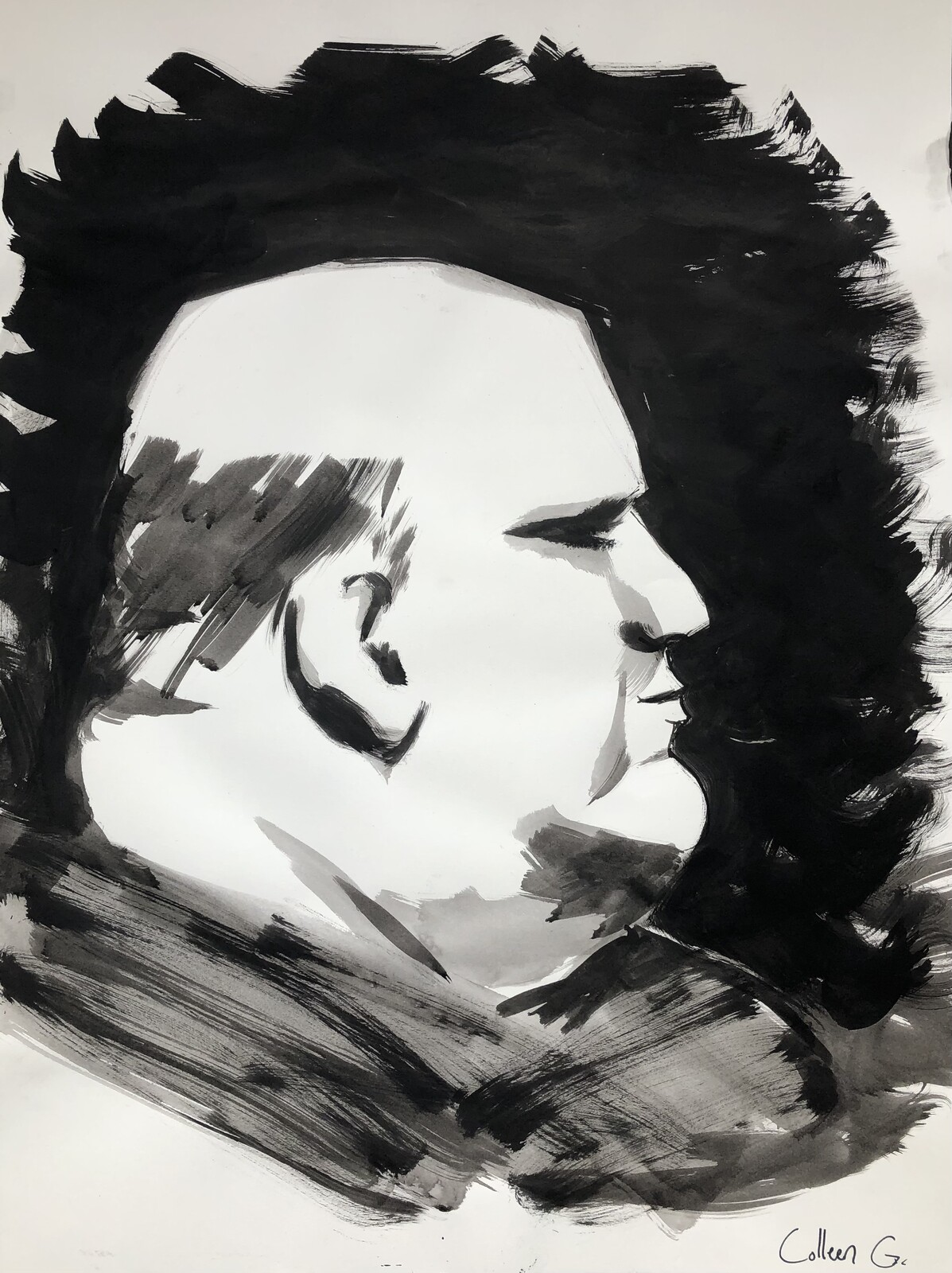 Expressive portraits. Ink on white paper.