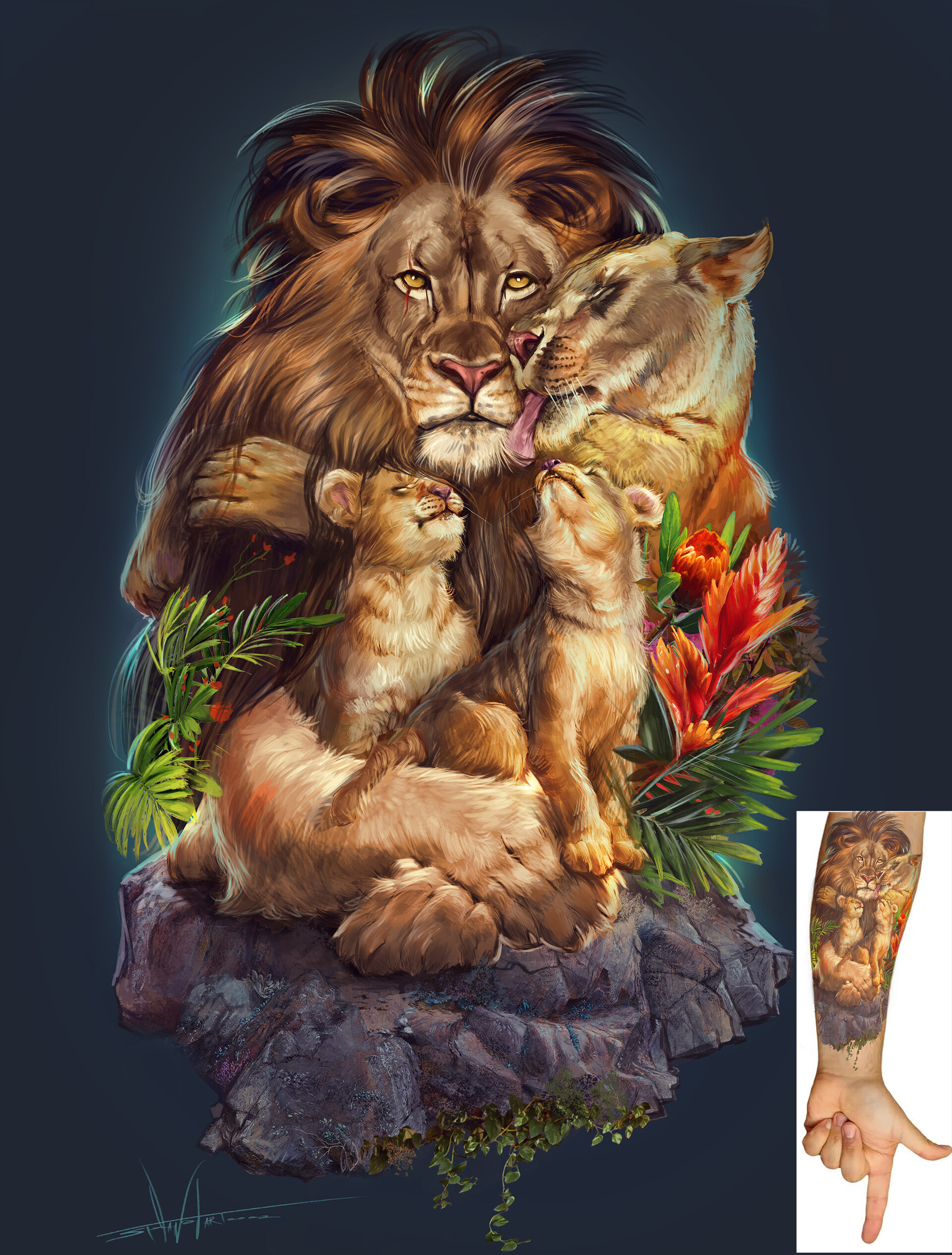 Art on Tumblr: Amazing lion family script outer tattoo sleeve by awesome  artist Jeffry Mendoza @mendozajeffry !
