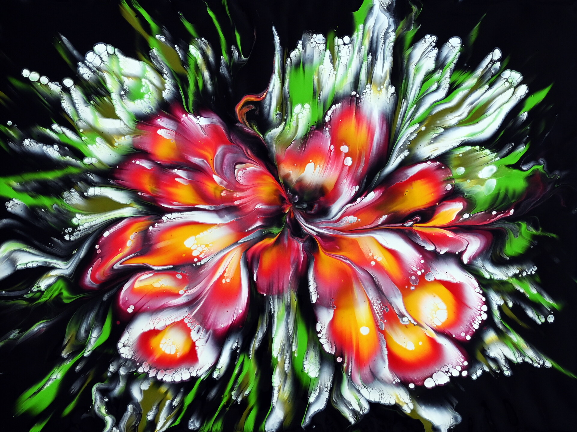 ArtStation Easy Flower painting Acrylic pouring technique Reverse