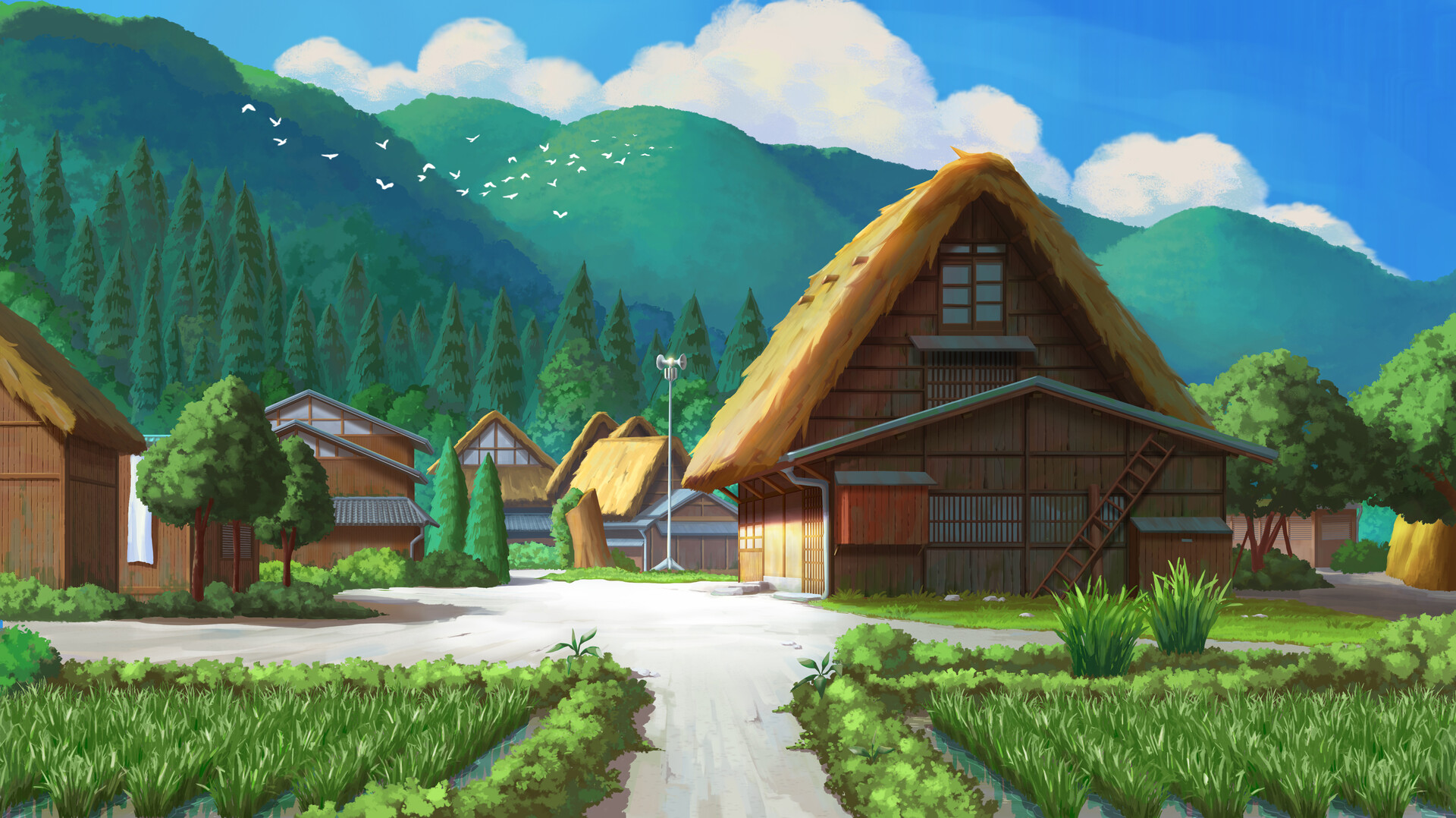 a Japanese village in the style of anime in the style  Stable Diffusion   OpenArt