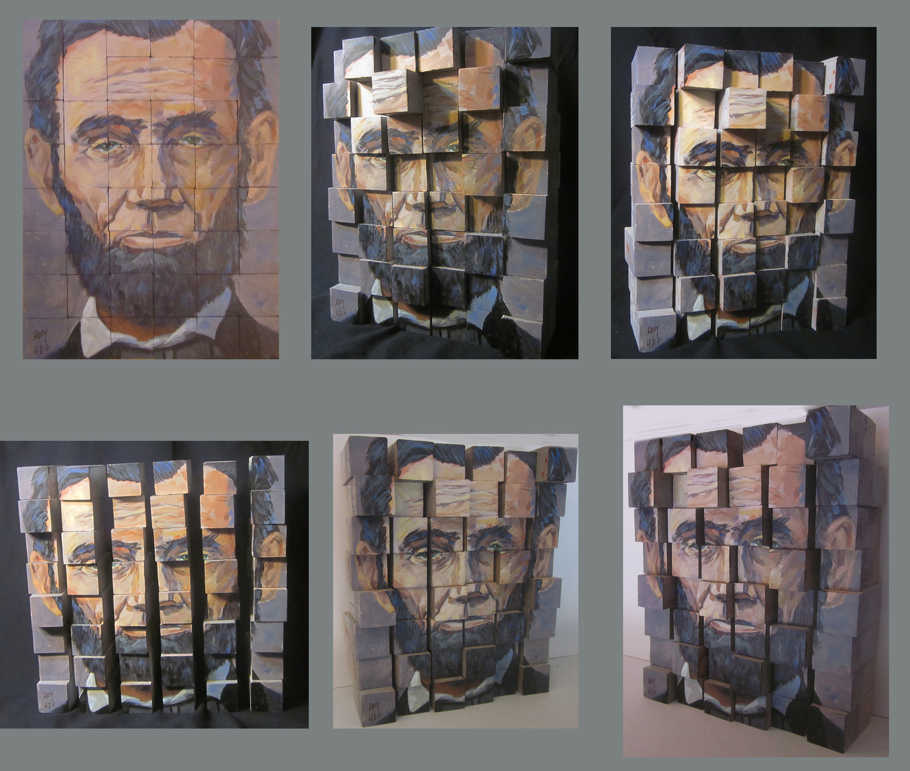Lincoln Project 9X12" acrylic on wood blocks 2022