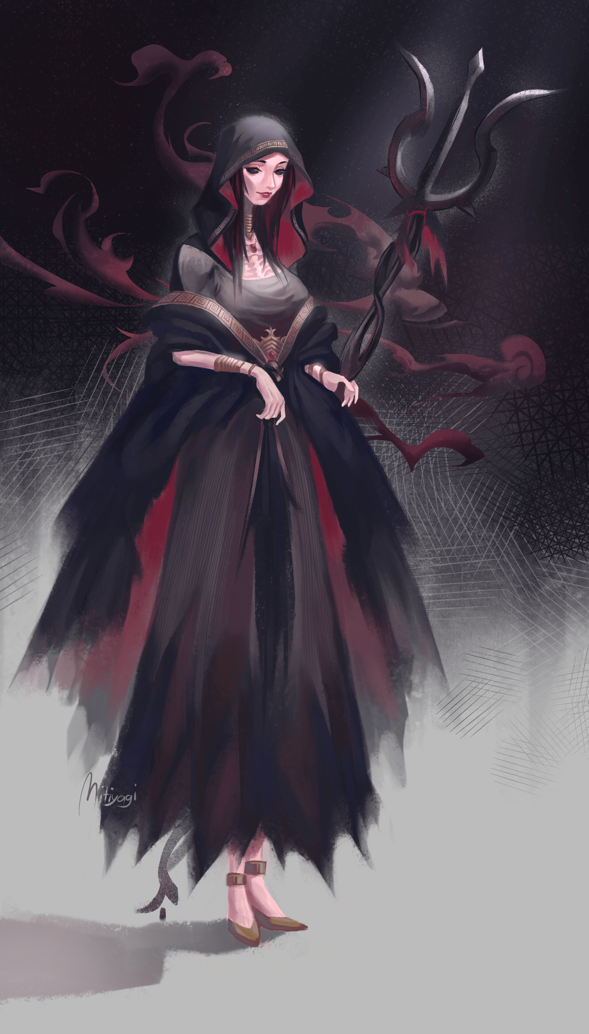 ArtStation - COMMISSIONED - Vudja, Goddess of the Underworld, image size:1920x3369