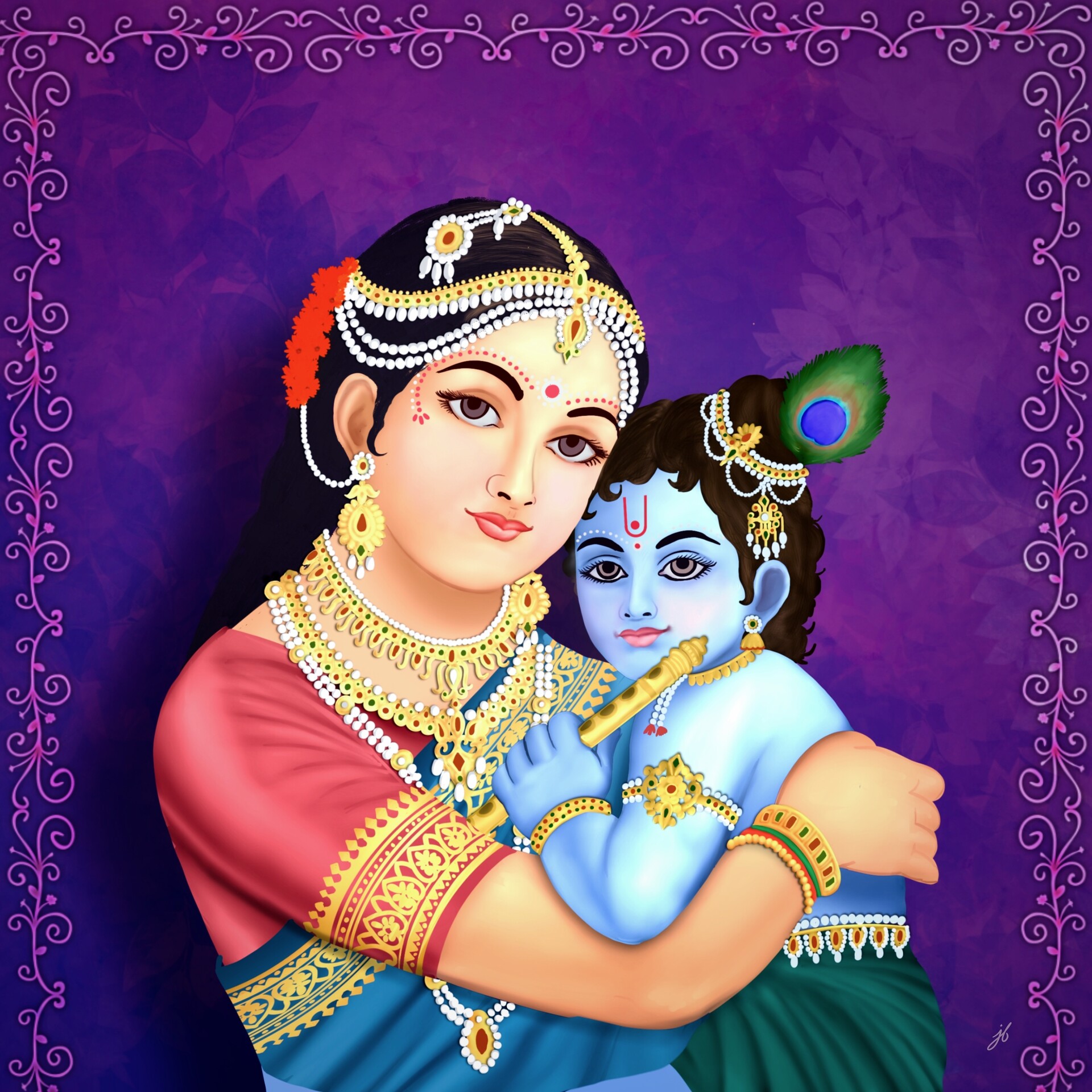 ArtStation Young Krishna with Mother