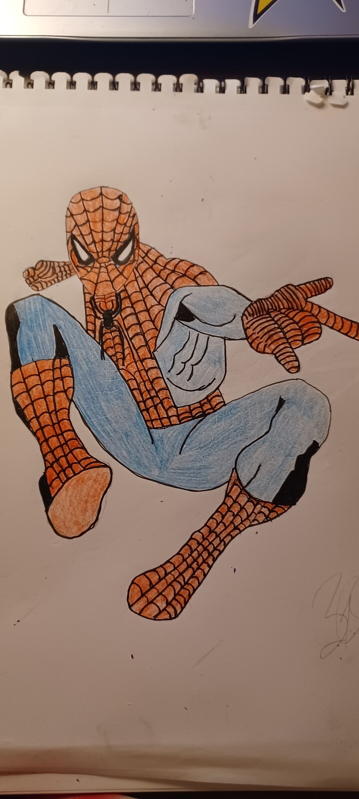 Sketch and coloring of Spiderman