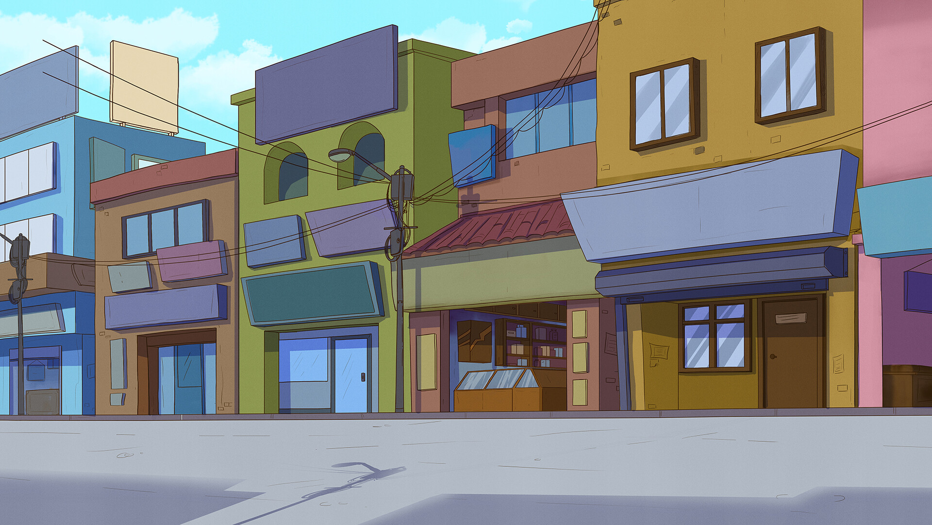 ArtStation Street view comic background.