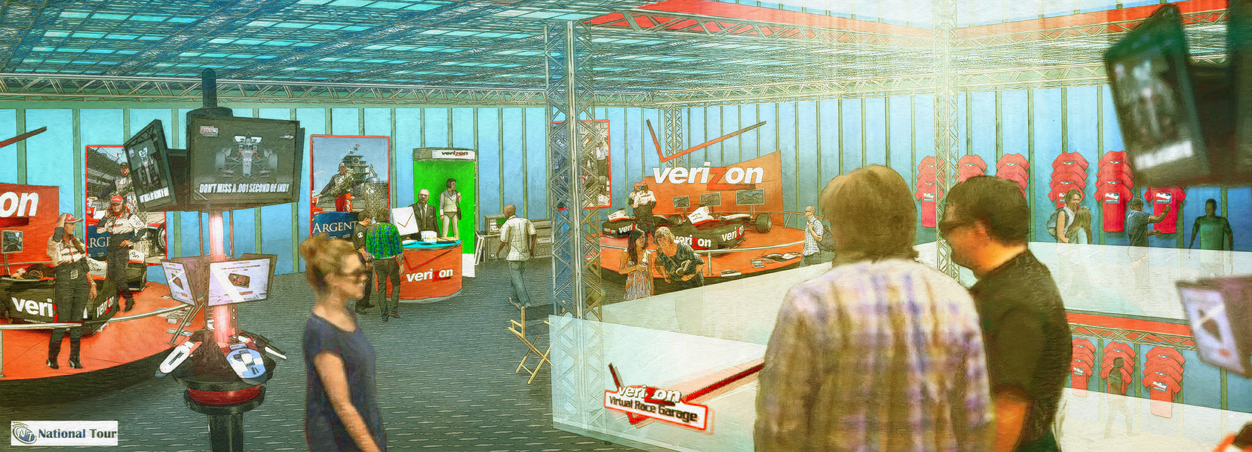 2nd Floor - Interactive Indy driving game and lounge area