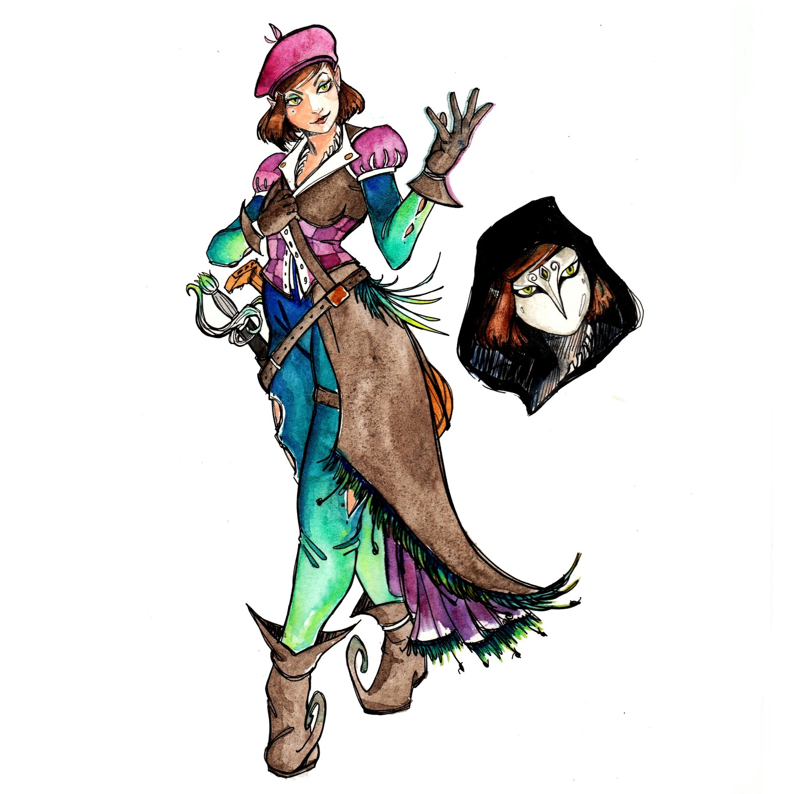 She went through a few iterations in 3D which departed a bit from the 2D concept I made.