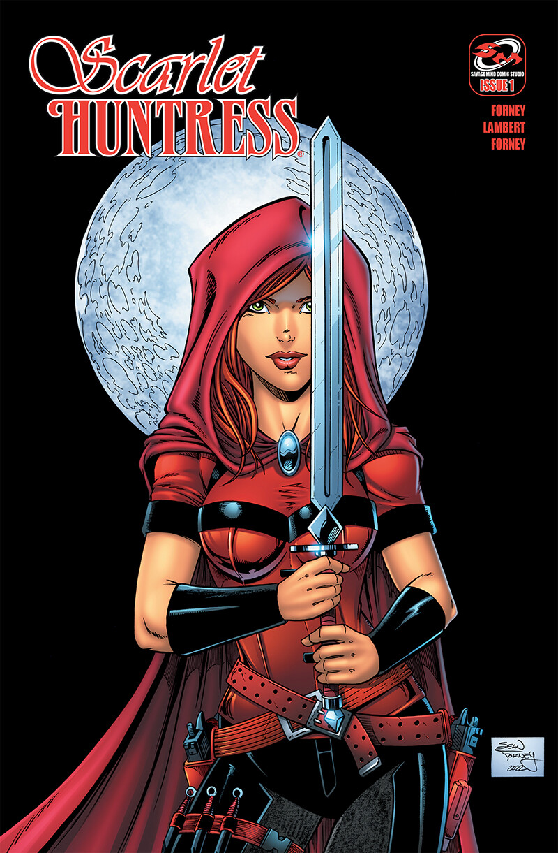Scarlet Huntress 1 2022 reprint cover

Pencil, inks and colors by Sean Forney

Scarlet Huntress is copyright and registered trademark Stephanie and Sean Forney 