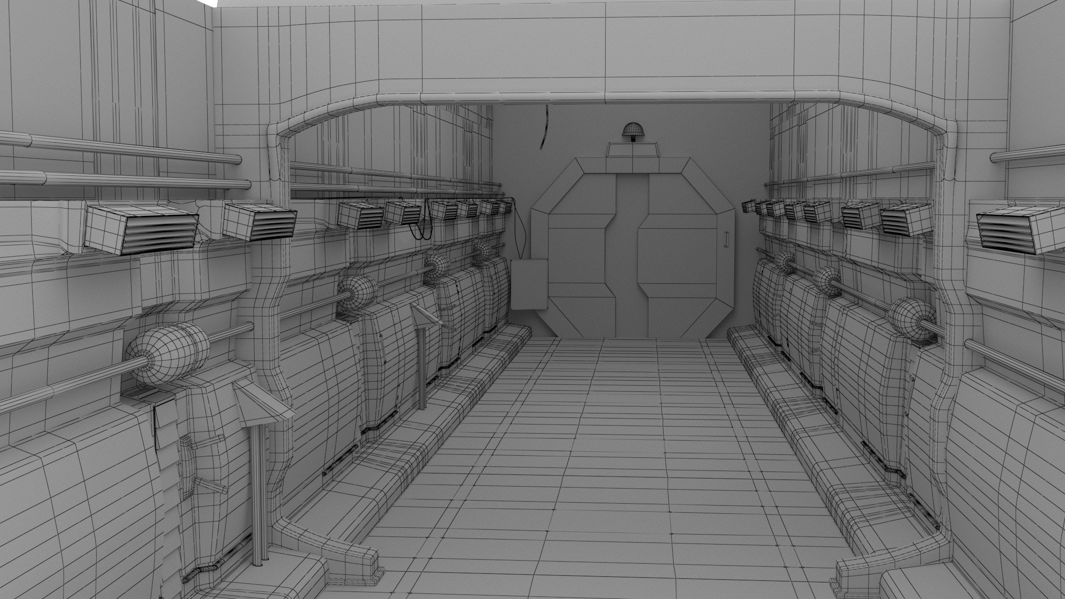 Ominous Hallway - Wireframe (V-Ray)
