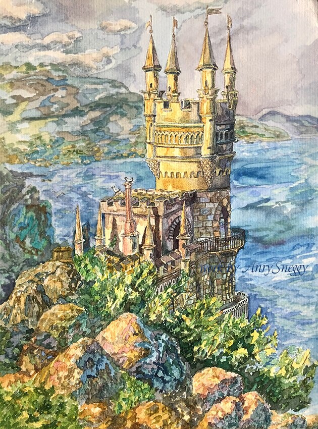 Нарисовать ласточкино гнездо в крыму