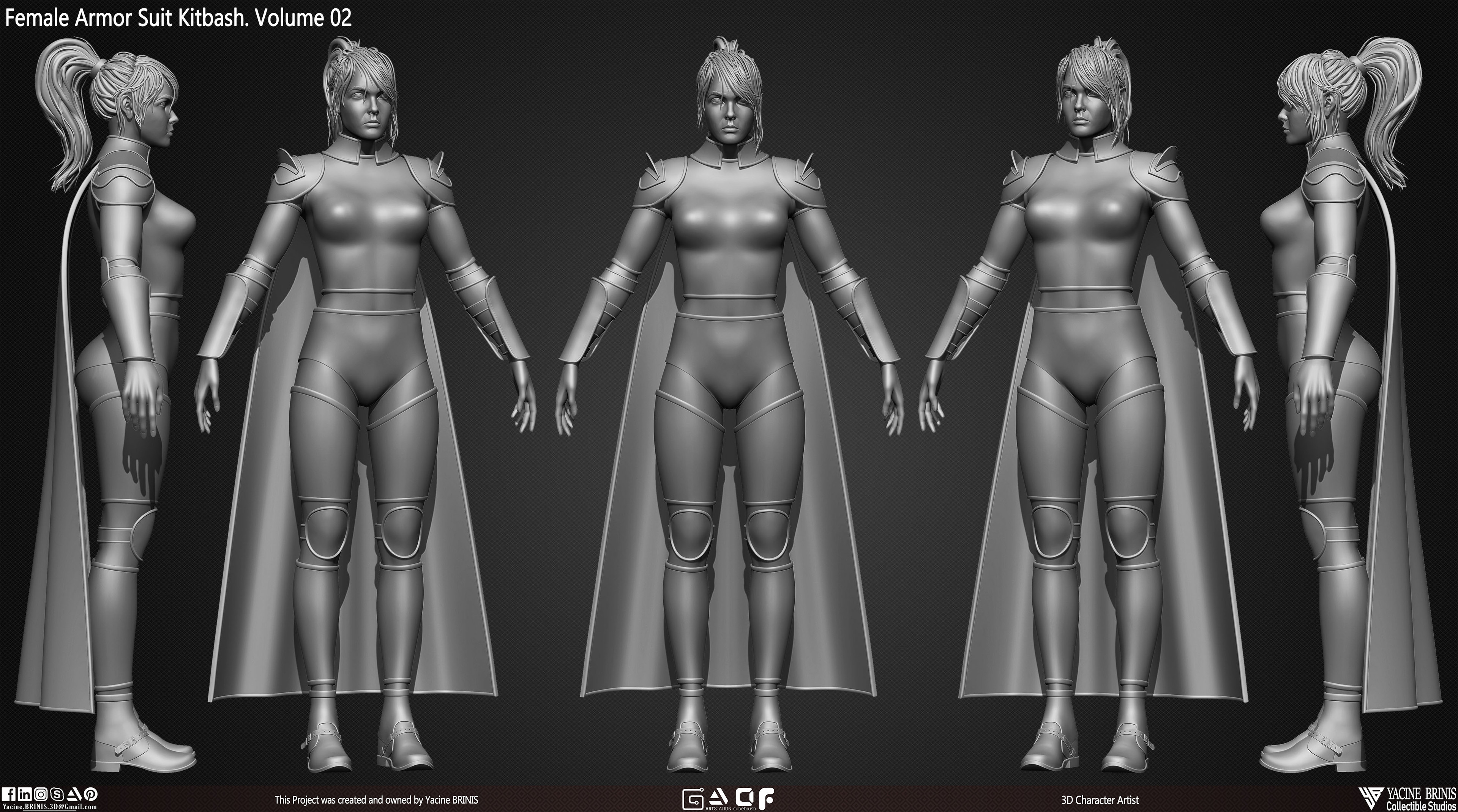 Female Armor Suit Kitbash sculpted By Yacine BRINIS Vol 02 Set 001