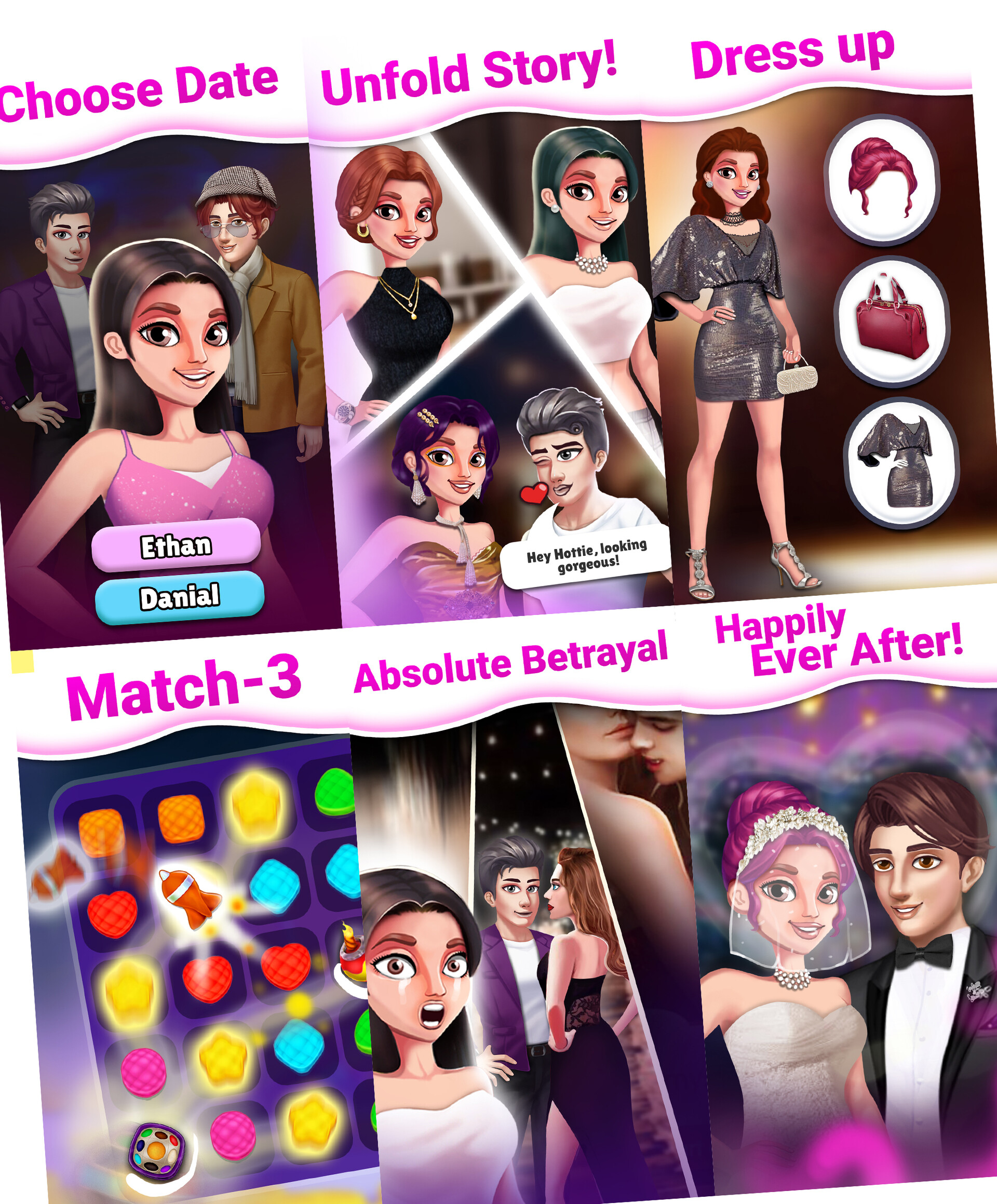 ArtStation - SCREENSHOTS DESIGN - LOVE AFFAIR (DRESS UP GAME)