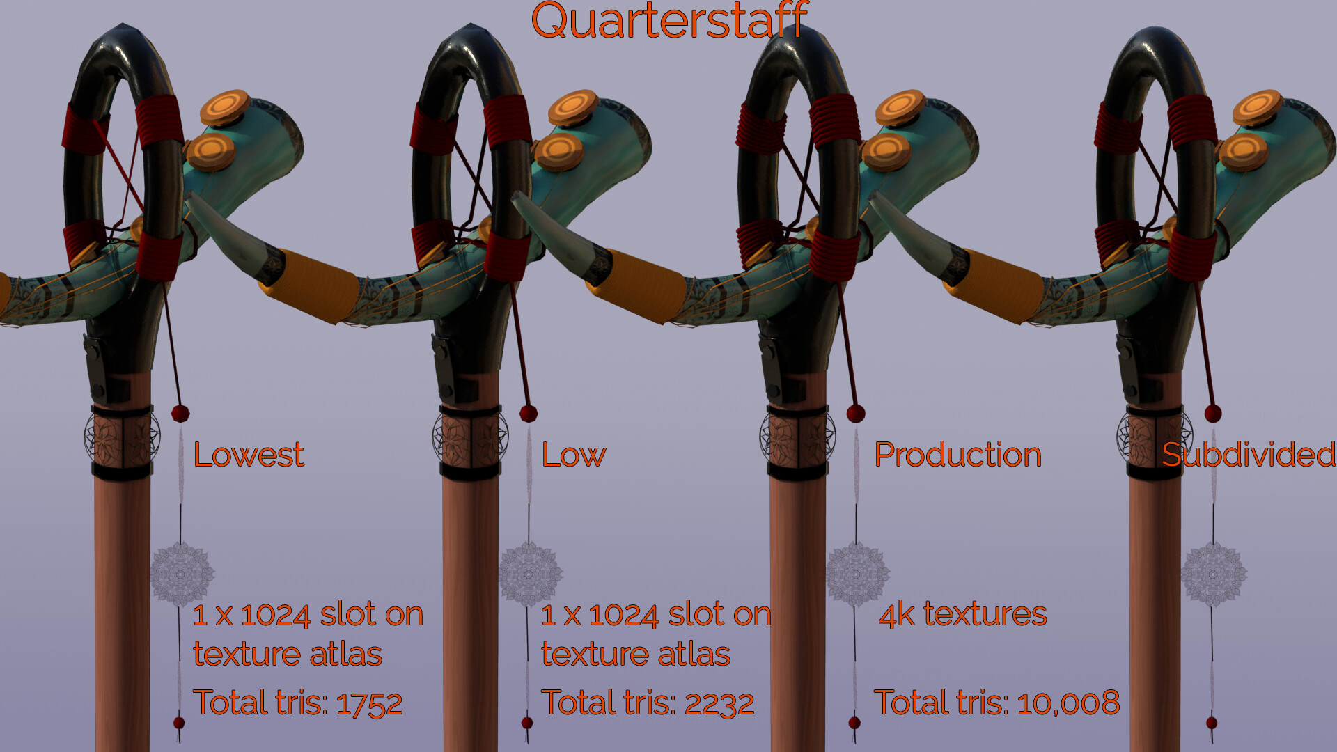 ArtStation Character Prop Quarterstaff (With Horn)