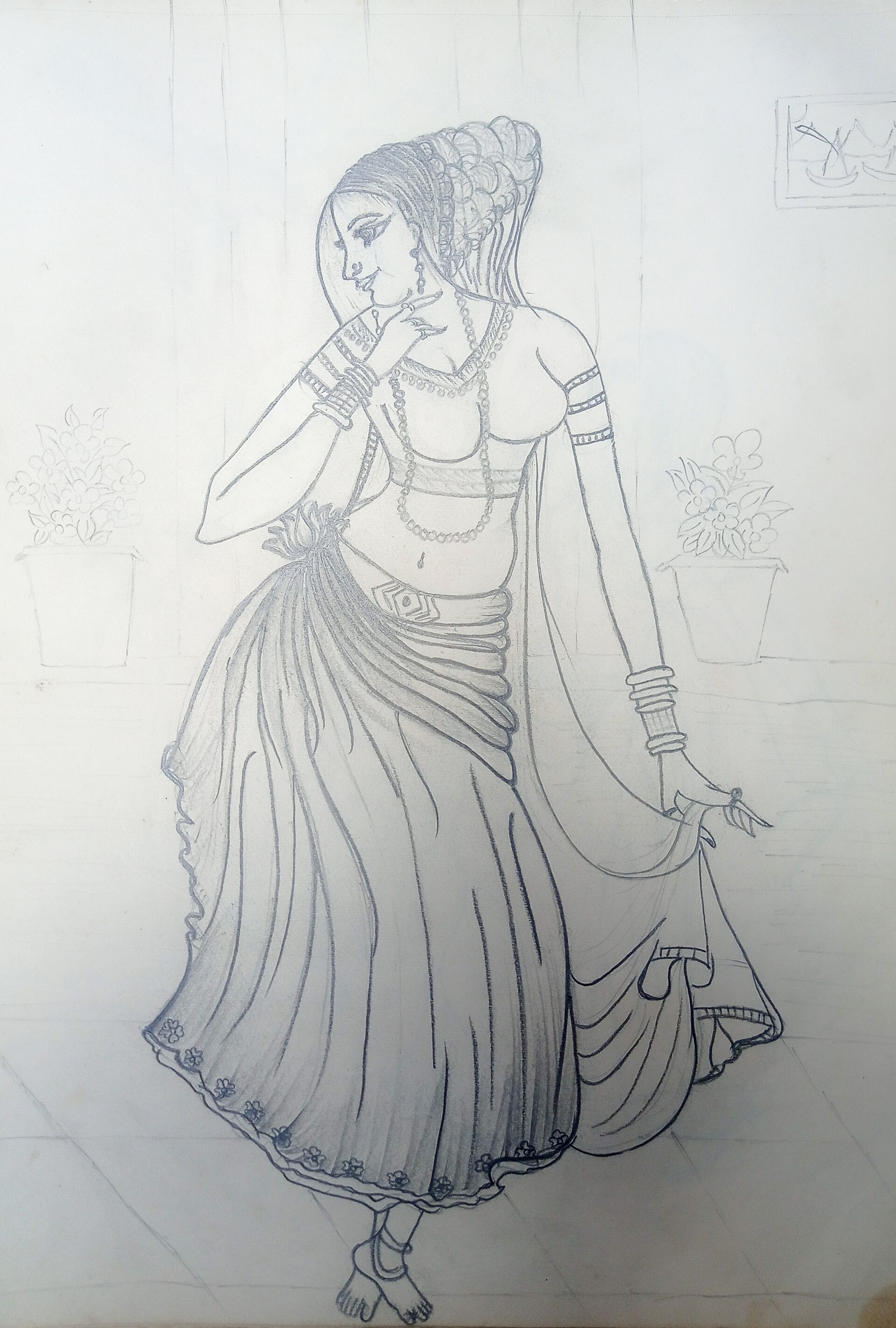 How to draw bharatanatyam girl // pencil drawing - YouTube