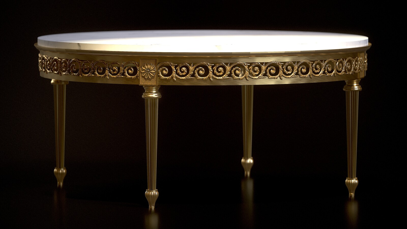 Low table, 24 carat gilt bronze and marble 