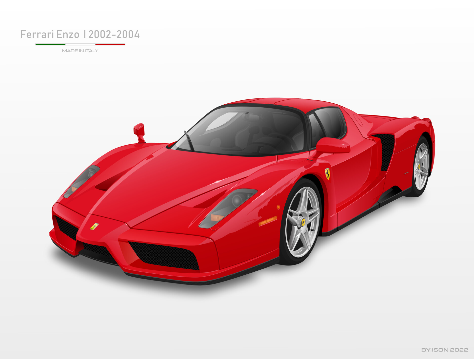 ArtStation - Ferrari F60 Enzo (2002) Red vectordrawing, image size:1920x1455
