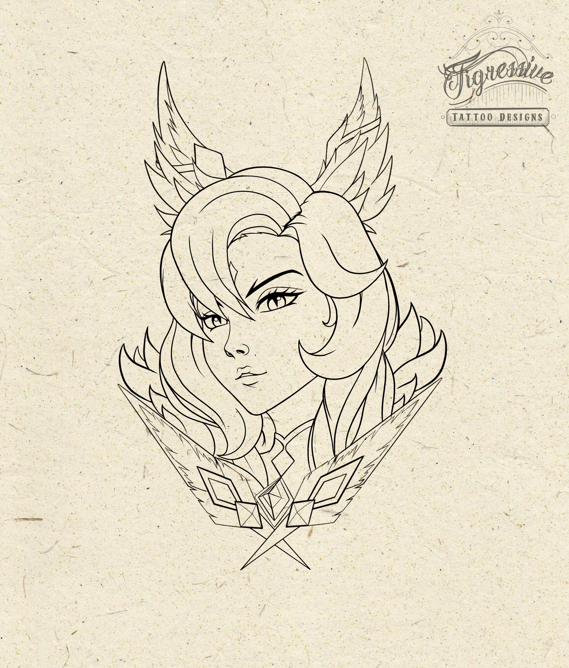 ArtStation Xayah Tattoo design Commission