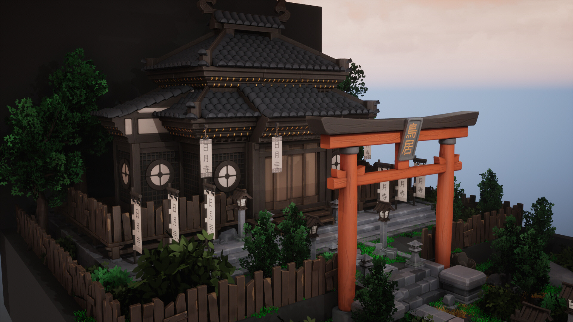 Artstation Stylized Japanese Temple Shrine