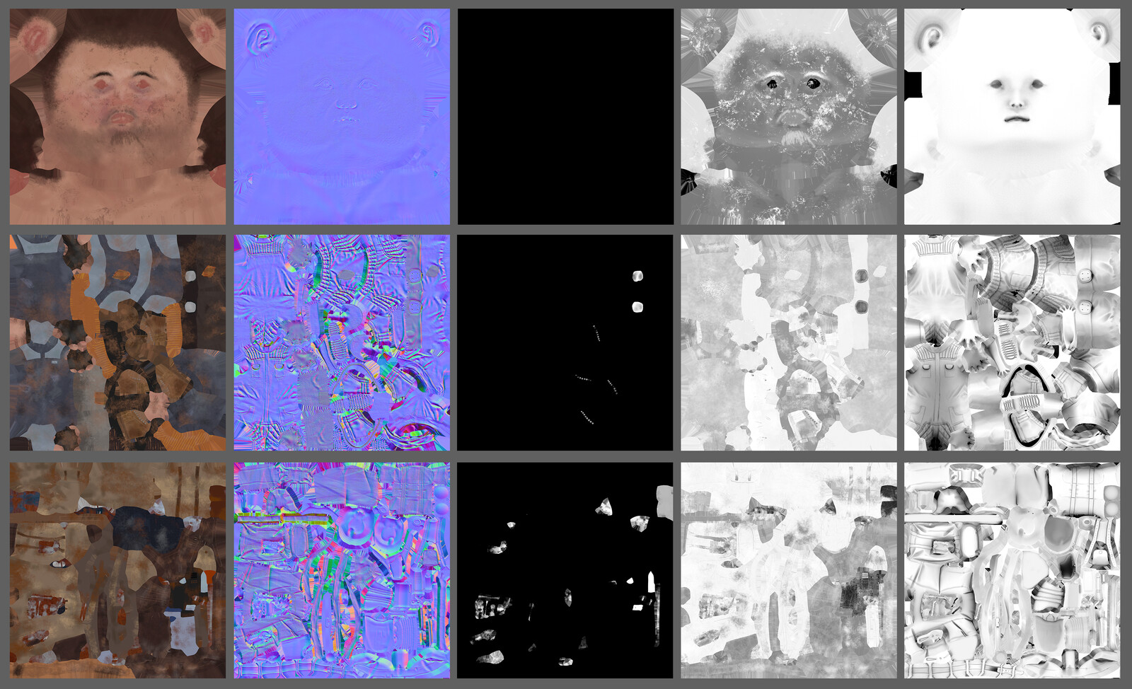 Base Color, Normals, Metallic, Roughness, and AO maps