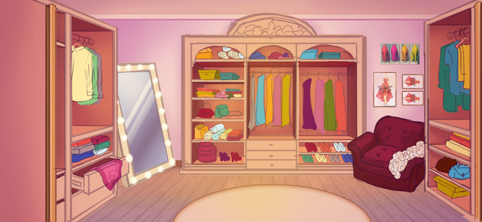 ArtStation Dressing room. Concepts and final